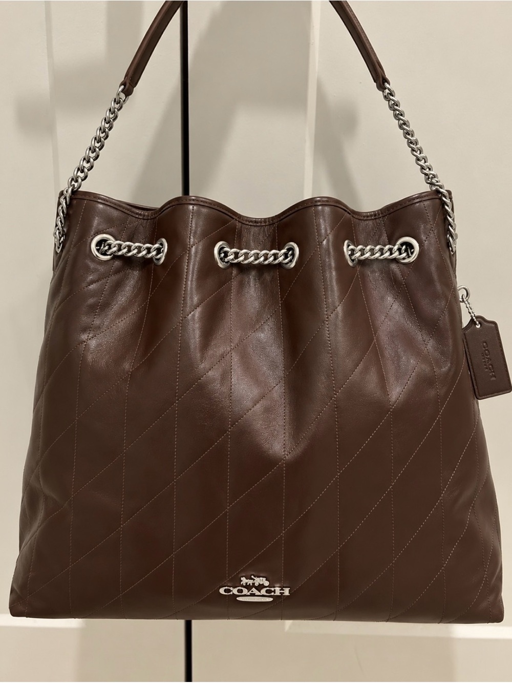 Coach (NWT) Evelyn Large Shoulder Bag
With Quilting in Maple